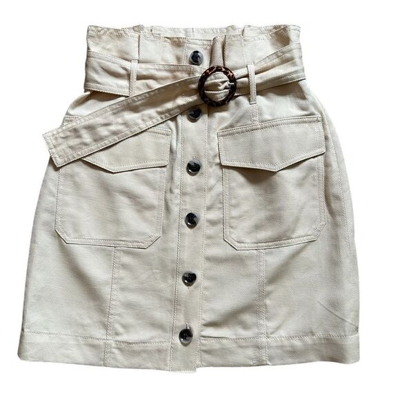 Banana Republic Belted Button Down Khaki Mini Skirt Size 0 - Picture 2 of 9